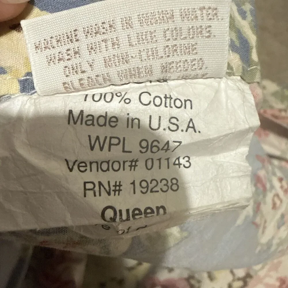 Eddie Bauer Home Queen Floral Cottage Rose Blue Pink Duvet Cover